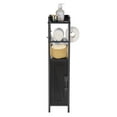 thumbnail image 2 of VECELO Small Bathroom Storage Cabinet, Corner Floor Cabinet with Toilet Paper Holder and Shelves, Black, 2 of 10