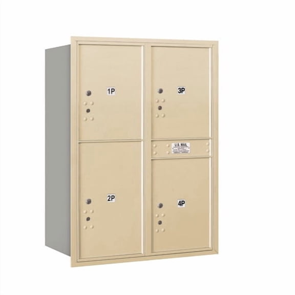 Salsbury Industries Recessed Private Aluminum 5 Unit 4C Horizontal Parcel Locker