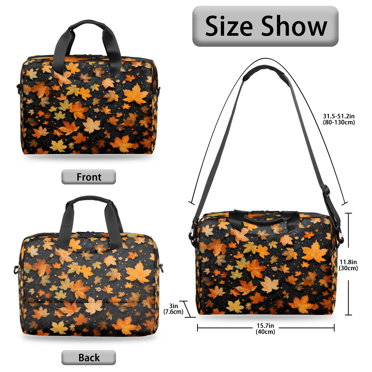 Herdesigns Maple Leaves Laptop Bag for Women Men, Computer Case Briefcase Messenger Bags, 15-15.6 inch Laptop Sleeve Shoulder Bag