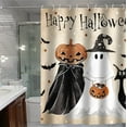 thumbnail image 5 of Zhourta Halloween Pumpkin Bath Mat Curtain 4 Piece Set U-Shape Toilet Mat Shower Liner with Hooks for Bathroom Decoration, 5 of 9