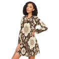 thumbnail image 3 of FORMRS Womens Long Sleeve Nightgowns Crew Neck Sleep Shirt Soft Pajamas Sizes S-3XL, Brown Floral, 3 of 8