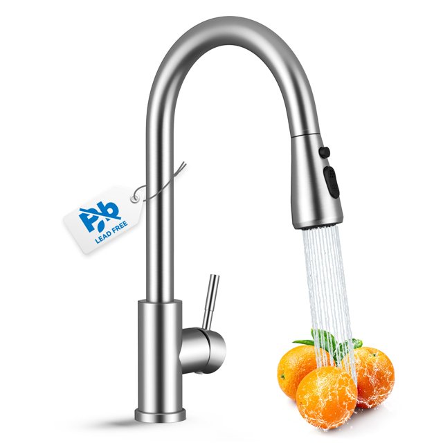 Grifo de cocina VFAUOSIT sin plomo, níquel cepillado, extraíble
