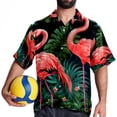 thumbnail image 4 of Flamingo Tropical Rainforest Men's Short Sleeve Button Down Beach Shirts, Casual Printed Summer Unisex Tops, 4 of 6