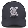thumbnail image 2 of Daxton Premium Mid Profile Hat Semi Curved Visor Charcoal Cap White Silver Gothic Embroidered, Letter K, 2 of 4