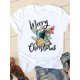 thumbnail image 1 of Camiseta con estampado navideño de estilo acuarela para mujer, ropa de Año Nuevo con cuello redondo, camiseta informal con estampado de los años 90, 1 of 5