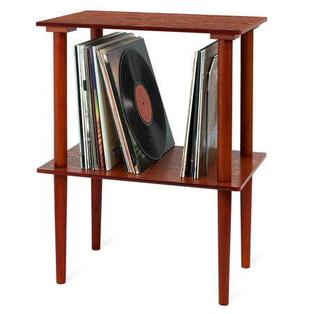 victrola wooden stand with record holde