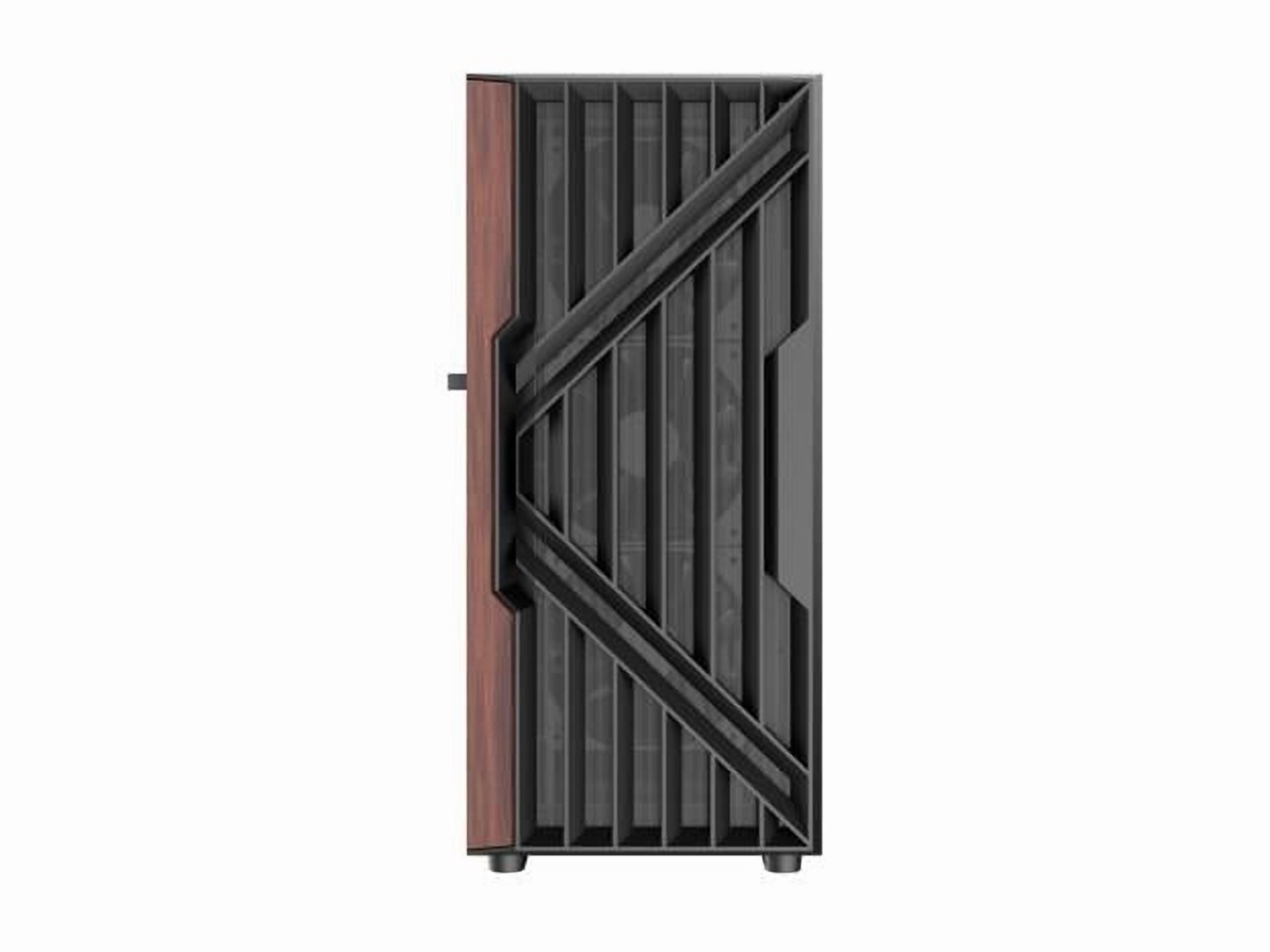 DIYPC DIY-G18-WD Black USB3.0 /Type C ATX Mid Tower Gaming Computer Case w/ Tempered Glass Side Panel and Walnut Wood Front Panel. 4 x 120mm PWM Fan Pre-Installed