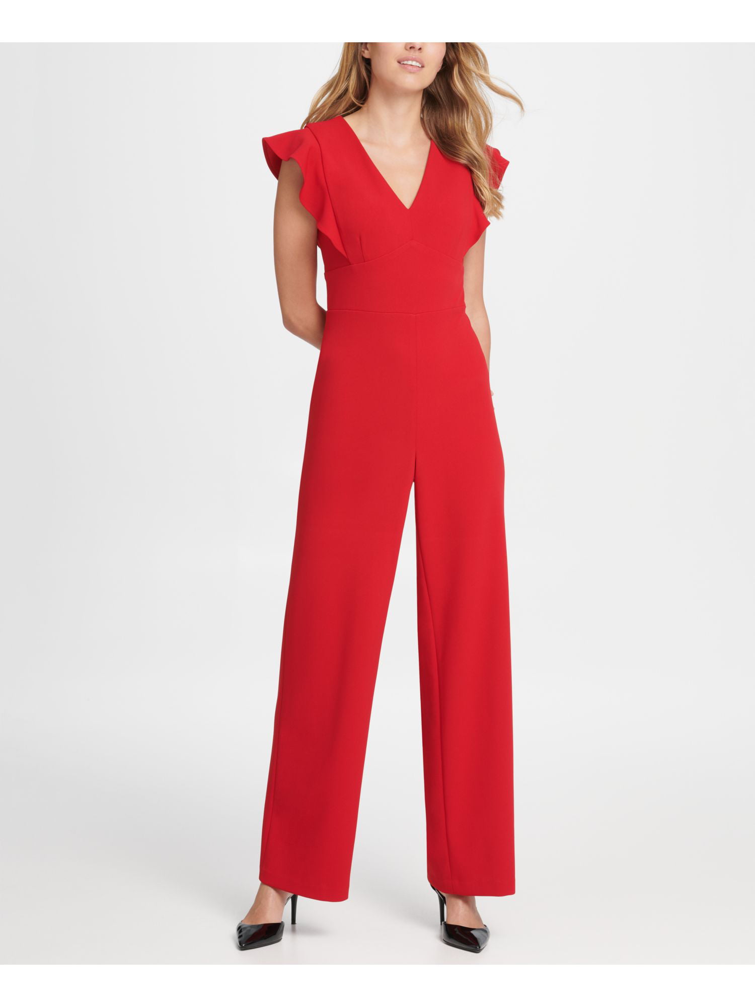 DKNY - DKNY Womens Red V Neck Wear To Work Jumpsuit Size 10 - Walmart ...
