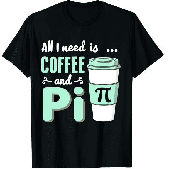 Funny Math Teacher Pi Day Coffee Lover Graphic Tee Retro Science Nerd Men Women T-Shirt
