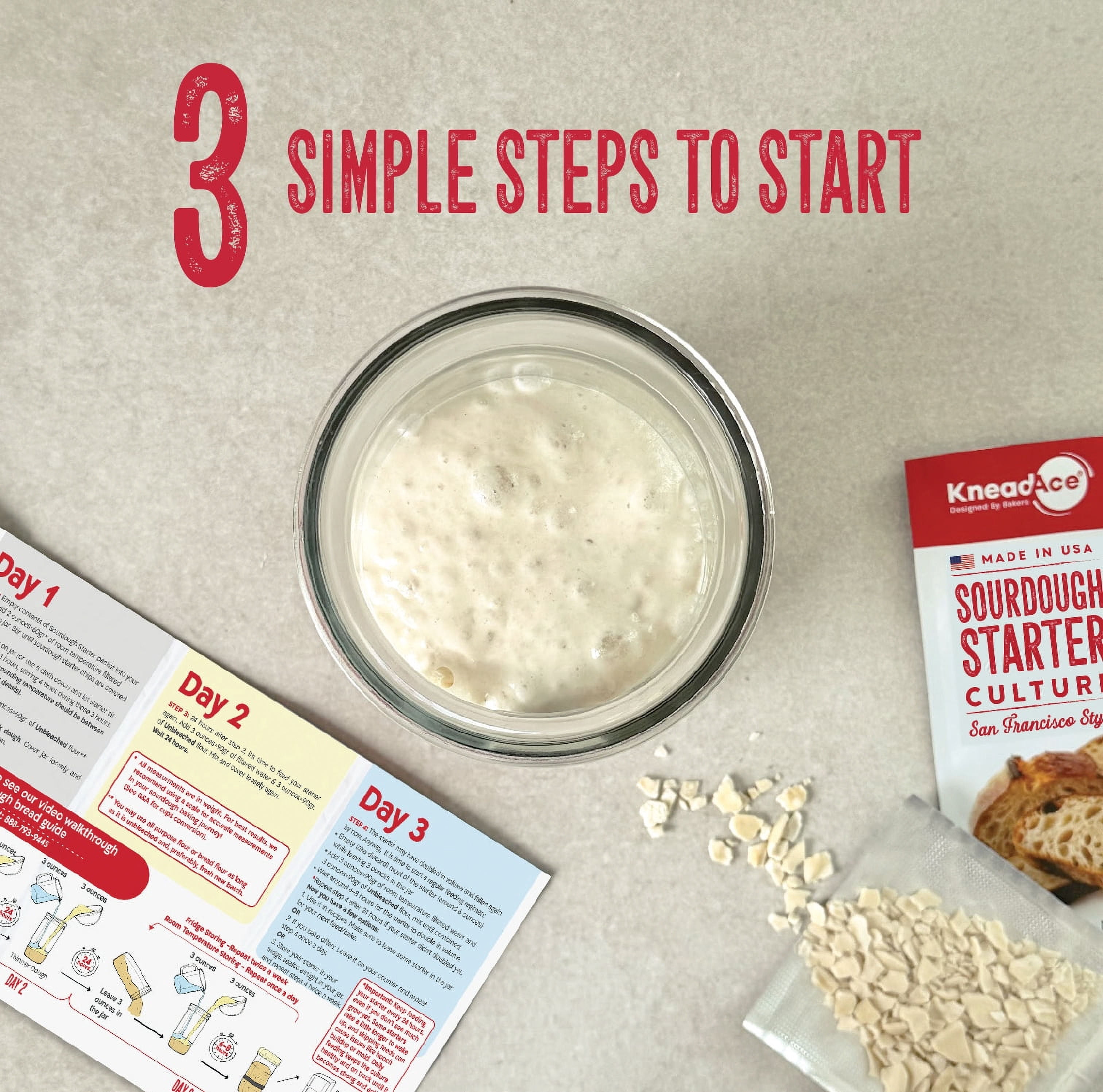 KneadAce Artisan Sourdough Starter - Wild Yeasts  - Non-GMO