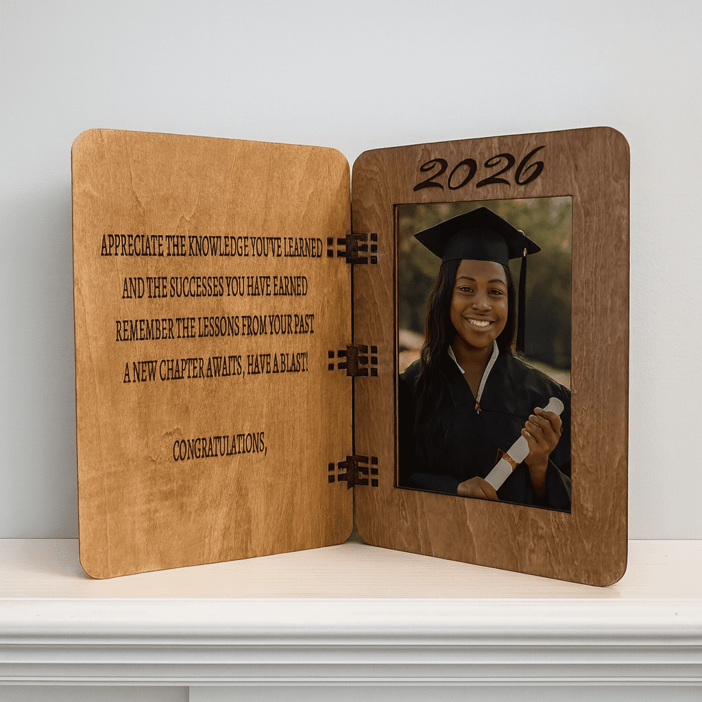 Wooden Graduation Greeting Card 4x6 Picture Frame, Engraved Keepsake Card, Graduation Gift