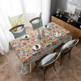 thumbnail image 4 of Boho Beige Flowers Rectangle Tablecloth, Spring Abstract Watercolor Floral Leaf Waterproof & StainResistant Tablecloth, Washable Oil-proof Table Cover for Dining/Party/Wedding/Camping/Buffet 52x70 In, 4 of 9