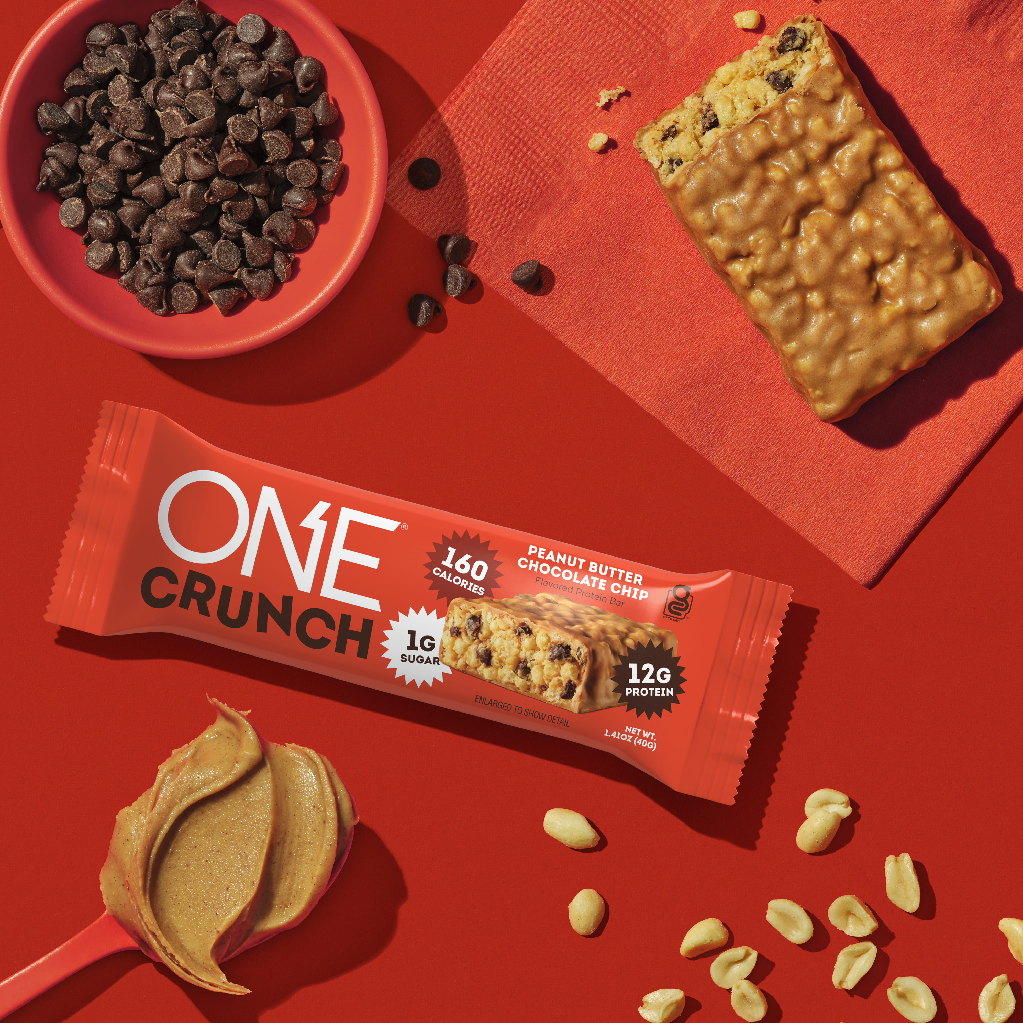 One Crunch Protein Bar, Peanut Butter Chocolate Chip, 12g Protein, 4 Ct - image 3 of 5