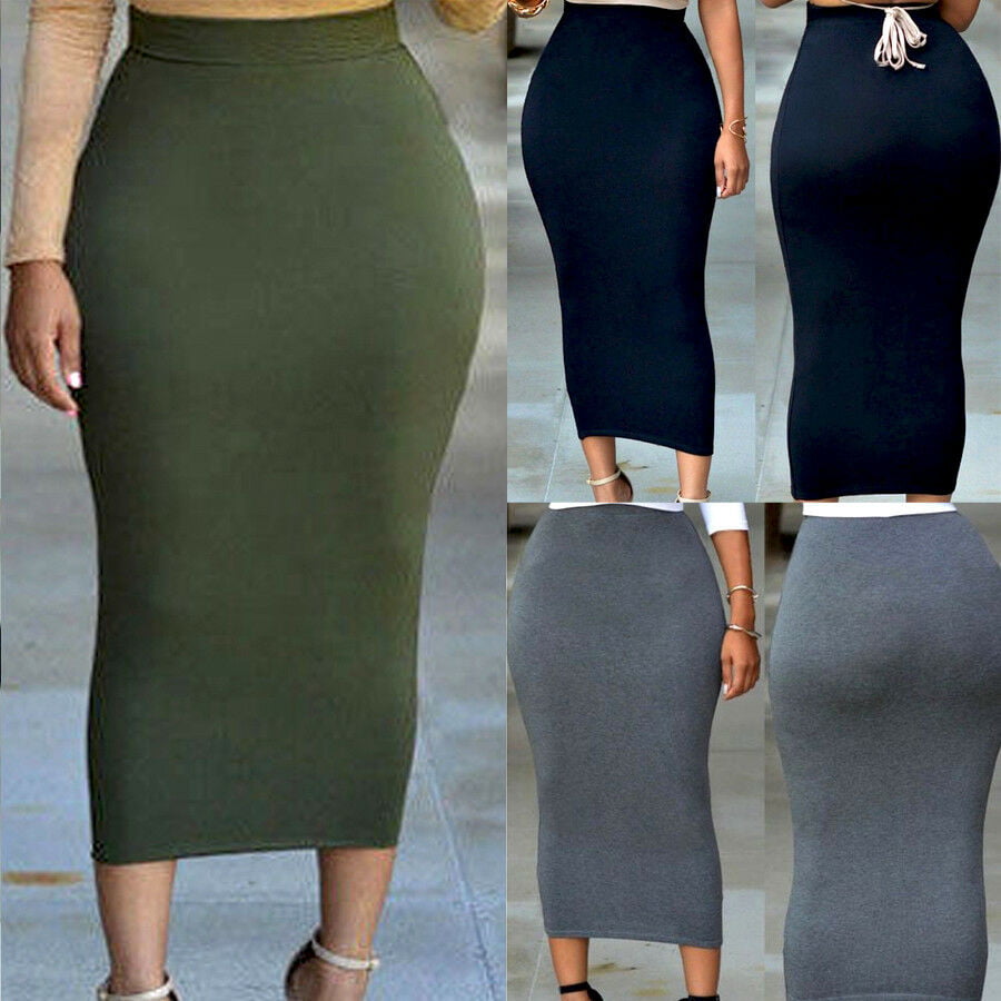 Homgood Muslim Thin Skirt Bodycon Slim High Waist Stretch Long Women Pencil  Skirt - Walmart.com