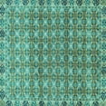 thumbnail image 1 of Ahgly Company Machine Washable Indoor Square Abstract Turquoise Blue Modern Area Rugs, 7' Square, 1 of 4