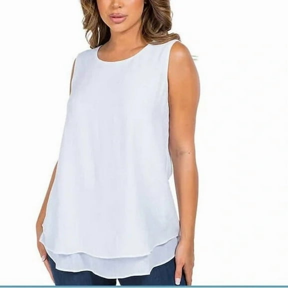Cristina B Ladies' Sleeveless Blouse, Peacoat, XL White
