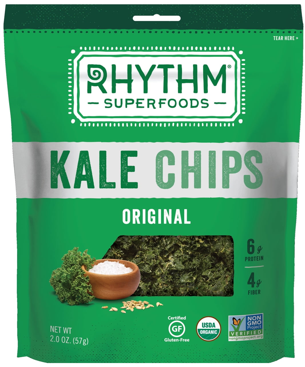Rhythm, Organic Original Kale Chips 2 oz. (12 Count) - Walmart.com