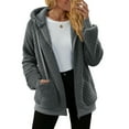 thumbnail image 3 of Gytharion Women's Sherpa Fleece Jackets Fashion Solid Casual Hooded Plush Warm Jacket Winter Soft Cozy Zipper Fuzzy Cardigan Coat with Pockets, 3 of 7