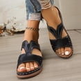 thumbnail image 6 of Yyuenw Women Open Toe Crisscross Wedge Slide Sandals PU Slip On Holiday Casual Summer Walking Shoes, 6 of 9