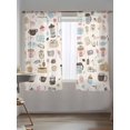 thumbnail image 5 of Coffee Cappuccino Sheer Curtains 2 Panels Set Cartoon Hand Painted Modern Retro Lihgt Filtering Rod Pocket Voile Drape, Semi Sheer Window Curtains for Bedroom Living Room, 52"x72", 5 of 5