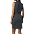 thumbnail image 4 of WTOBBY Women's Sleeveless Bow Belt Asymmetrical Hem Round Neck Casual Elegant Cocktail Dress,Dark Gray S, 4 of 4