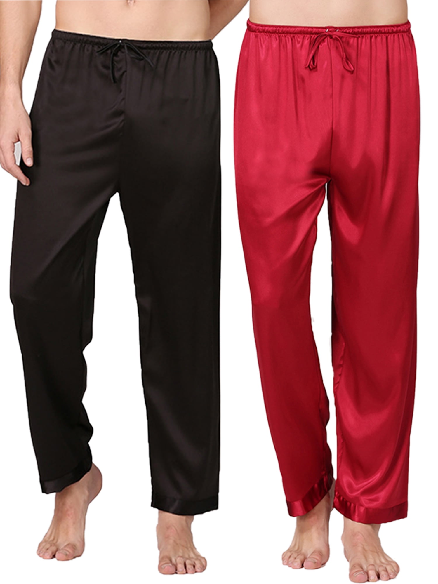 Mens Silk Satin Sleep Pants Soft Lounge 