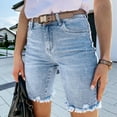 thumbnail image 2 of Joau Women's Ripped Distressed Skinny Low Rise Denim Shorts Casual Rolled Cuff Stretchy Short Jean Shorts Summer Hot Pants with Pockets, 2 of 9