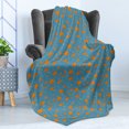thumbnail image 4 of Orange Blue Soft Flannel Fleece Throw Blanket, Flowers with Thin Peduncles and Buds, Cozy Plush for Indoor and Outdoor Use, 60" x 80", Turquoise Dark Orange, by Ambesonne, 4 of 5