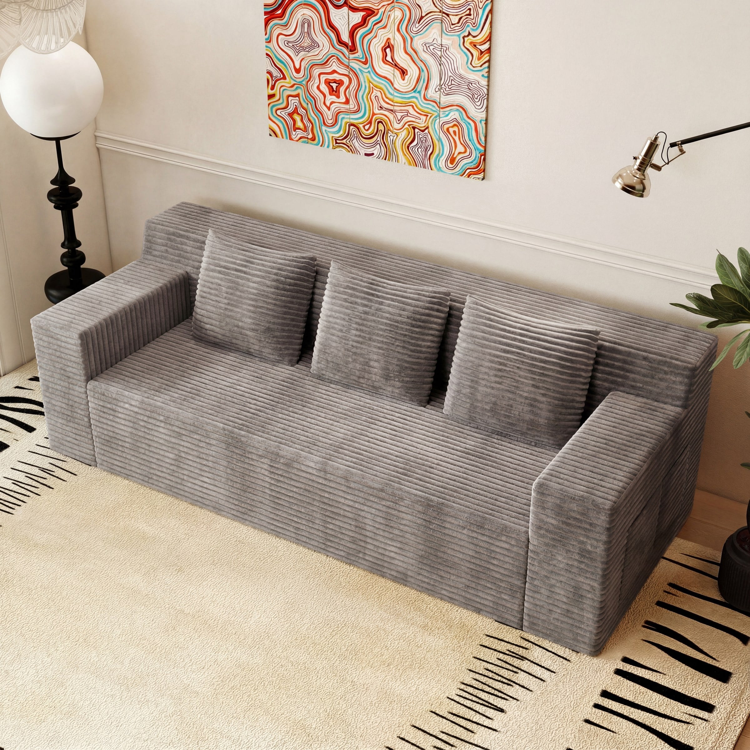 71" 3 Setaser Sofa,Corduroy Fabric,Deep Seat Couches,Comfy Loveseat Sofa,No Assembly,1pcs for Living Room, BedRoom,Conference Room, Apartment