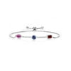 Keren Hanan 925 Sterling Silver 3 Stone Created Moissanite Fully Adjustable Bracelet by Gem Stone King Oval Round Octagon Created Sapphire and Garnet (2.23 Cttw)