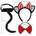 thumbnail image 2 of 3 Pcs Cat Costume Set Red and White Stripes Headband Bowtie Tail for Girls World Book Day Dress Up, 2 of 5
