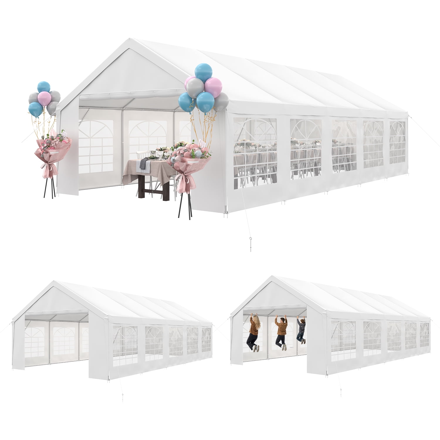 BaPiPro 32x16 FT Party Tent, Wedding Event Tent, Heavy Duty Large Tent for Outside Activity, Outdoor Commercial Canopy with Removable Sidewalls, White