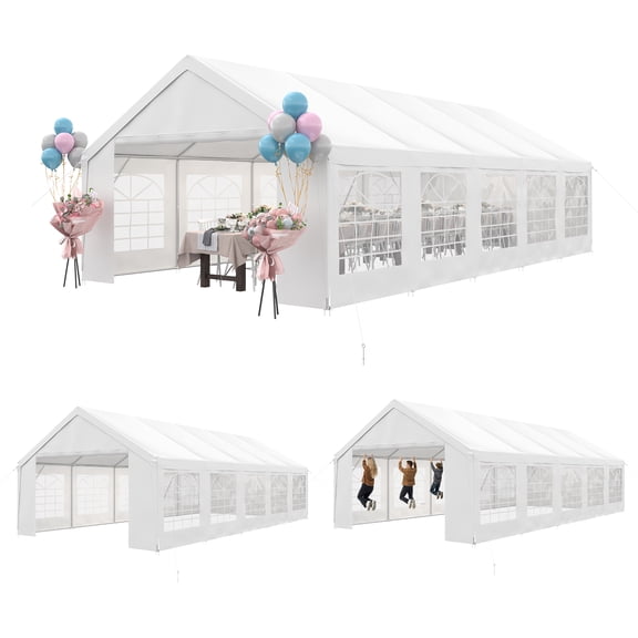 BaPiPro 32x16 FT Party Tent, Wedding Event Tent, Heavy Duty Large Tent for Outside Activity, Outdoor Commercial Canopy with Removable Sidewalls, White