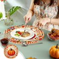 thumbnail image 2 of Pumpkin Maple Leaf Placemats, Vintage Fall Harvest Round Heat Insulated Placemats for Thanksgiving Party Catering Decorations, 2 of 6