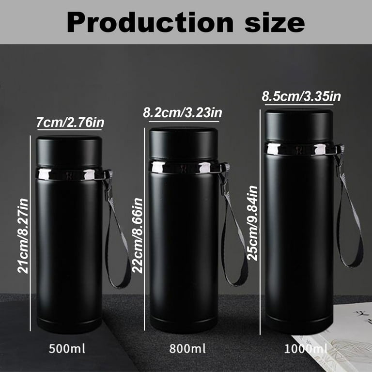 Stainless Steel Thermos Cup Gentleman Black 1000 Insulated Stainless Water  Bottle Leak Proof Water Flask Keeps Drink Cold and Hot Sport Outdoor Large  Capacity Water Bottles with Carry Rope - Walmart.com