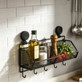 thumbnail image 3 of Hanging Wire Fruit Basket with Suction Cup, Hanging Fruit Baskets for Kitchen Counter, Wall Basket for Kitchen Bathroom Pantry, Space Saving Hanging Kitchen Baskets for Wall Mount Storage, 2 Grid, 3 of 5