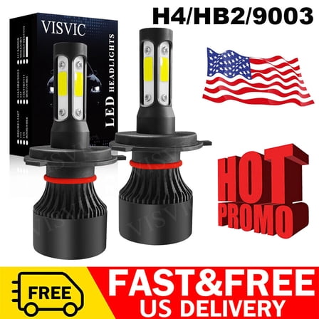 VISVIC 9003 H4 LED Headlight Kit Hi Low Beam 6000K White Light Bulbs