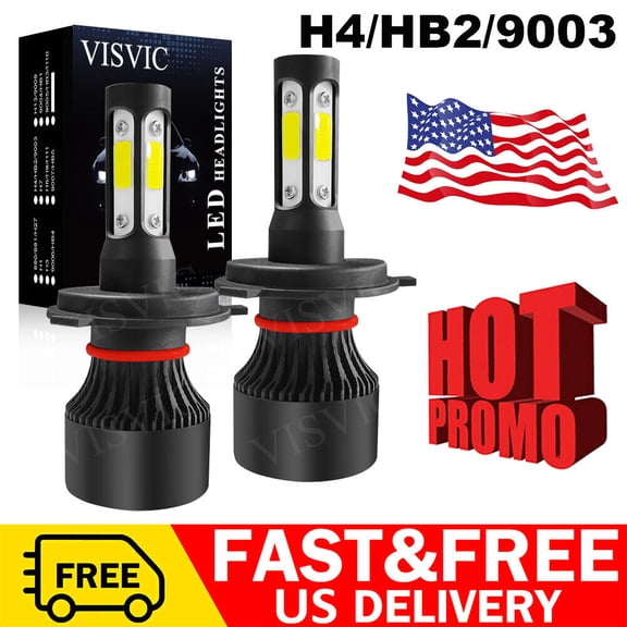 VISVIC 9003 H4 LED Headlight Kit Hi Low Beam 6000K White Light Bulbs