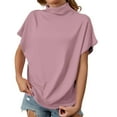 thumbnail image 2 of WCJM Women's Summer Short Sleeve Casual Loose Swing T-Shirt Dress Women's Short Sleeve T-Shirt Women's Summer Solid Color High Neck Loose Casual Short Sleeved T Shirt Top, 2 of 5