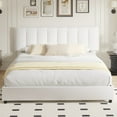 thumbnail image 5 of VECELO Upholstered Bed Frame with 4 Storage Drawers, King Size Modern Platform Bed Frame with Adjustable Headboard, No Box Spring Needed, White, 5 of 8