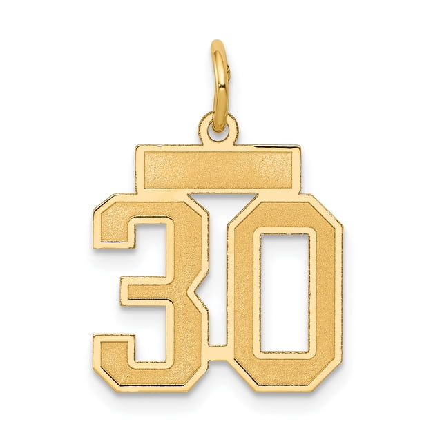14k Yellow Gold Small Number 30 Necklace Charm Pendant Charms