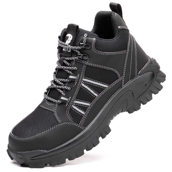 LASUDRAA Steel Toe Boots for Men Comfortable Work Boots Slip-Resistant Puncture-Resistant High-Top Safety Shoes