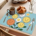 thumbnail image 3 of Placemat Set of 6 Flowers Placemats for Dining Table Abstract Smile Face Yellow White Floral Washable Table Mats for Kitchen and Party Decor Indoor & Outdoor Use, 3 of 8