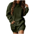 thumbnail image 2 of DailyTrove Women's Solid Color Oversized Mini Dress, Long Sleeve, Casual Lounge & Weekend Wear, Soft Cotton Blend, Relaxed Fit, 2 of 6