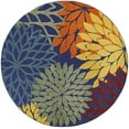 thumbnail image 2 of Nourison Aloha Indoor/Outdoor Navy Multicolor 5'3" x Round Area Rug (5 Round), 2 of 9