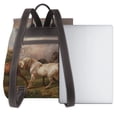 thumbnail image 3 of Honeii Three Horses Oil Painting rint Leather Backpack,Trendy Leather Backpack,PU Leather Daypack, Ideal for Work, School, Nurse, College & Travel, 3 of 4