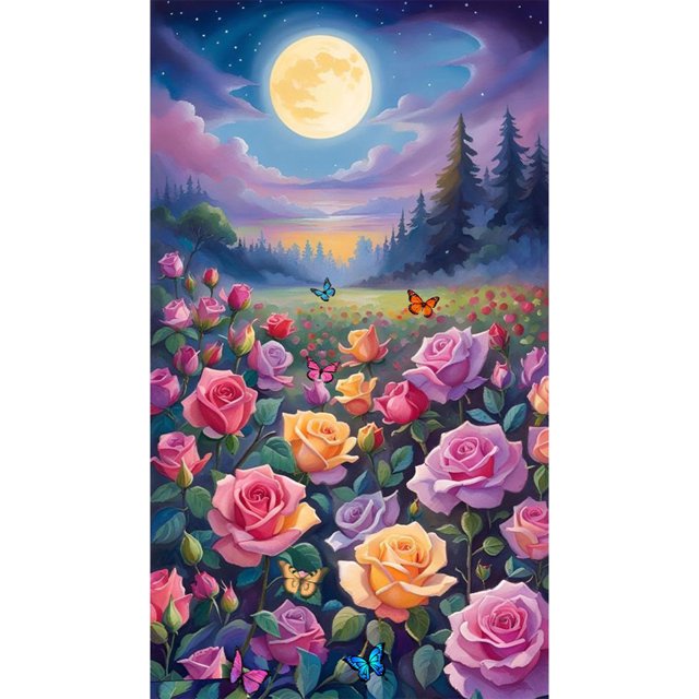 Kit de pintura por números sobre lienzo, arte al óleo artesanal, decoración de pared de rosa claro de luna, 40x70cm