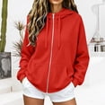 thumbnail image 4 of Summer Sweatshirts For Women No Hood Lightweight Crewneck Shirt Long Sleeve Pullover Casual Hoodless Hoodie Red S, 4 of 5
