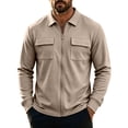 thumbnail image 2 of LYSMORA Men's Lapel Collar Full Zip Waffle Knit Shirt Jacket Long Sleeve Utility Outerwear with Chest Flap Pockets, 2 of 8