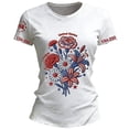 thumbnail image 2 of Women's Short Sleeve Round Neck T-Shirt with AMERICA 250th Anniversary Letter Print, Casual Independence Day Top for Patriotic Celebrations White 3XL, 2 of 3